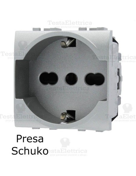 presa schuko grigia compatibile con serie Living Light tech