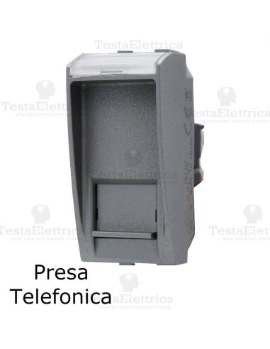 presa telefonica rj11 grigia compatibile con serie Living Light tech