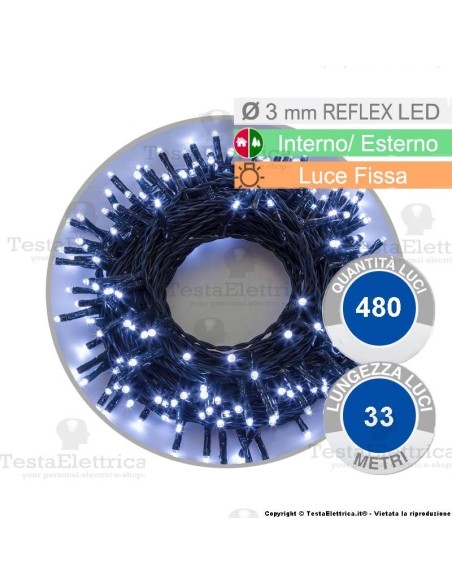 Catena di natale a led fissa Bianco Freddo 