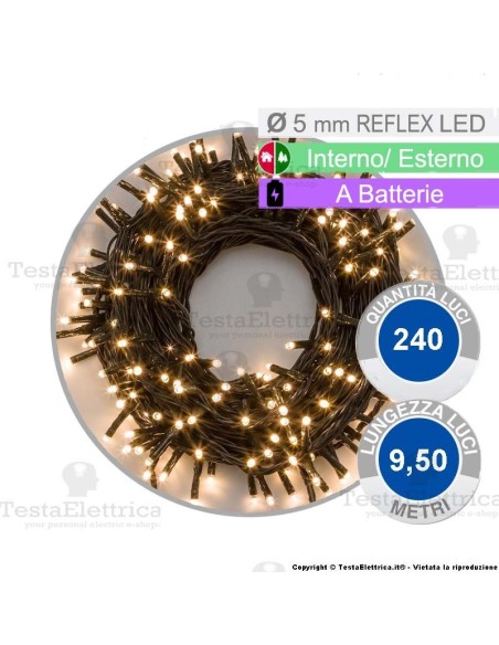 Catena di natale a led Bianco Caldo a batterie
