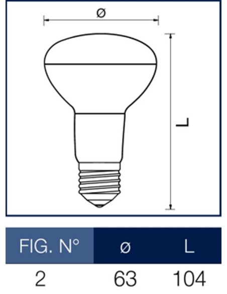 Lampada a incandescenza reflector R63 60W E27 Leuci