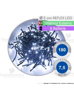 Catena 180 luci di natale a led Bianco Freddo a batterie