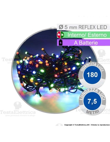 Catena 180 luci di natale a led Multicolore a batterie
