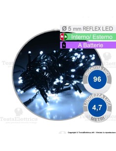 Catena 96 luci di natale a led Bianco Freddo a batterie