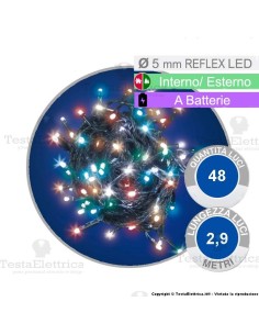 catena 48 led multicolore a batterie