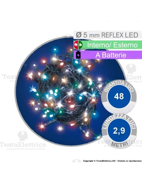 catena 48 led multicolore a batterie