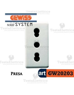 Presa 10/16A  2P+ T bianca  Gewiss System GW20203