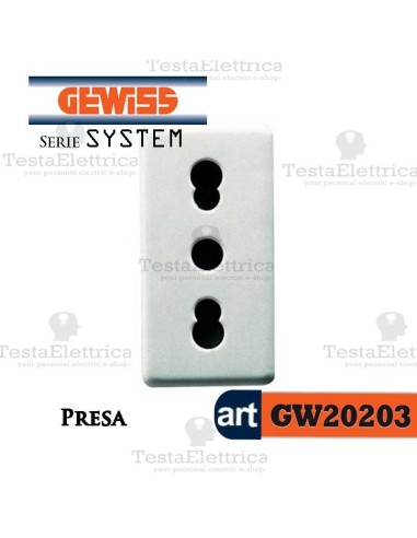Presa 10/16A  2P+ T bianca  Gewiss System GW20203