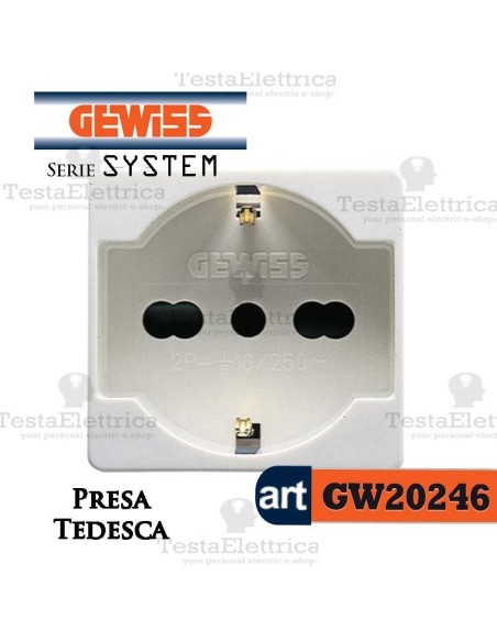 Presa schuko bianca  Gewiss System GW20246