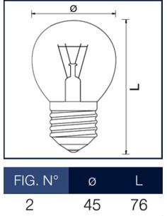 Lampada  per Forni a incandescenza sfera 40W E27 Leuci 2