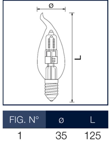 Lampada alogena fiamma 42W E14 Wiva