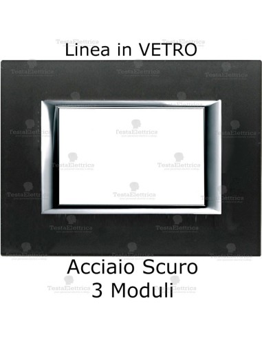 placca compatibile bticino living in vetro colore acciaio scuro