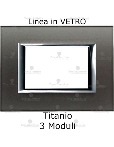 placca compatibile bticino living in vetro colore Titanio