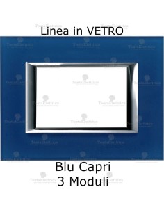 placca compatibile bticino living in vetro colore blu  