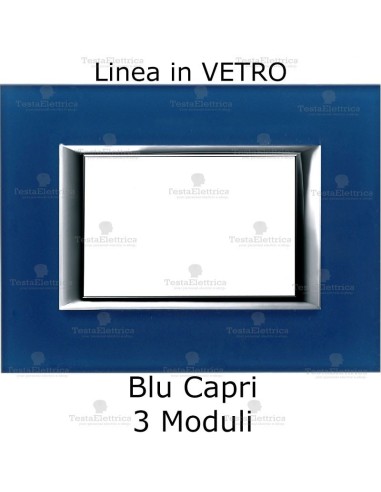 placca compatibile bticino living in vetro colore blu  