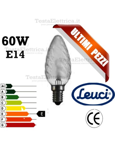 Lampada a incandescenza tortiglione 60W E14 Leuci