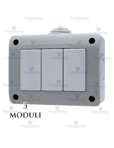 Scatola da parete per 3 interruttori e prese matix