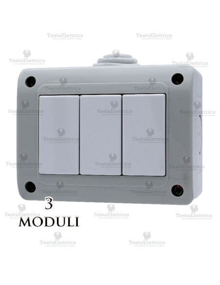 Scatola da parete per 3 interruttori e prese matix