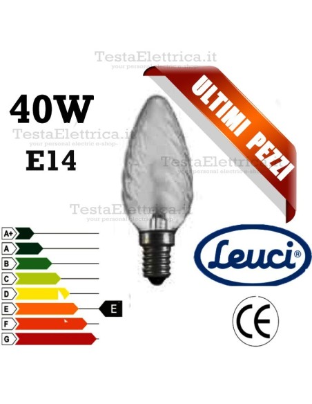 Lampada a incandescenza tortiglione 40W E14 Leuci