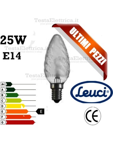 Lampada a incandescenza tortiglione 25W E14 Leuci