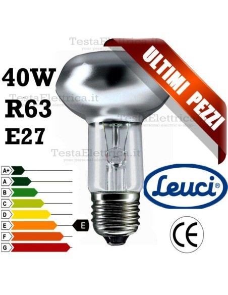 Lampada a incandescenza reflector R63 40W E27 Leuci