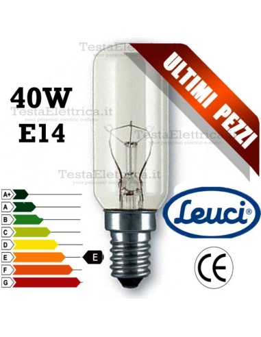 Lampada a incandescenza tubolare per cappa 40W E14 Leuci