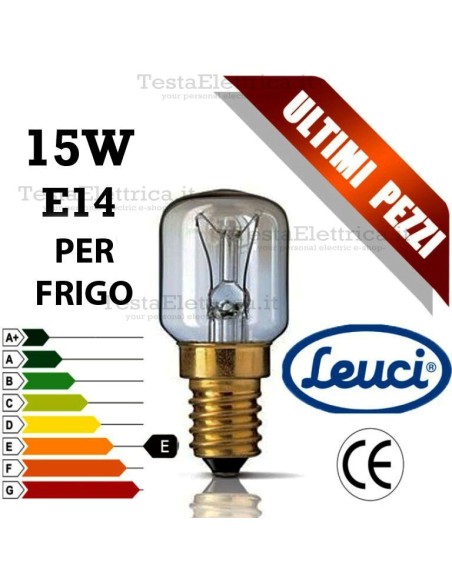 Lampada per Frigo a incandescenza piccola pera 15W E14 Leuci