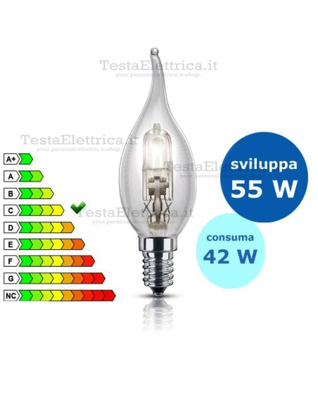 Lampada alogena fiamma 42W E14 Wiva