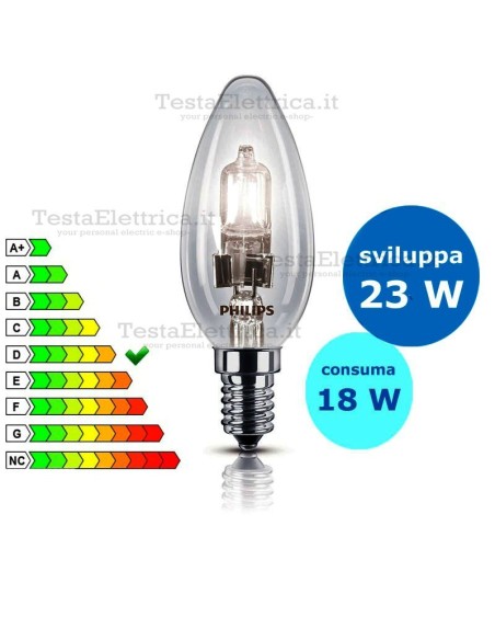 Lampada alogena oliva 18W E14 Philips