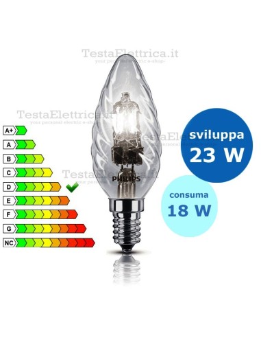 Lampadina alogena Tortiglione 18W E14 Philips