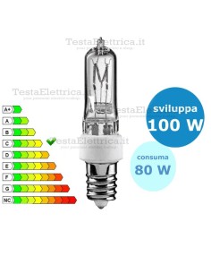 Lampada alogena Tubolare 80W E14 Leuci