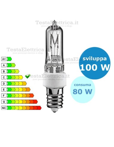 Lampada alogena Tubolare 80W E14 Leuci
