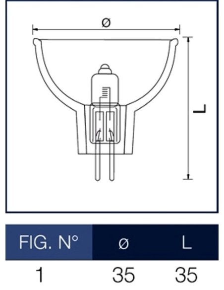 Faretto alogeno Mini Dicroica 20W 12V GU4 MR11 