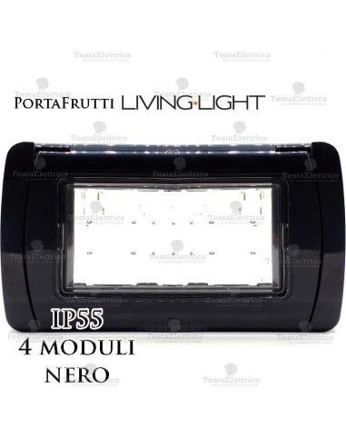 Coperchio 4 posti IP55 compatibile LivingLight Bticino nero