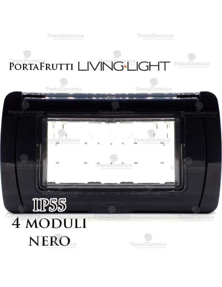Coperchio 4 posti IP55 compatibile LivingLight Bticino nero