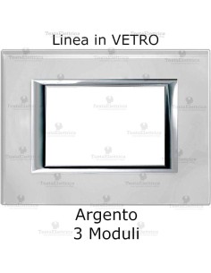 placchetta elettrica compatibili bticino living in vetro colore argento