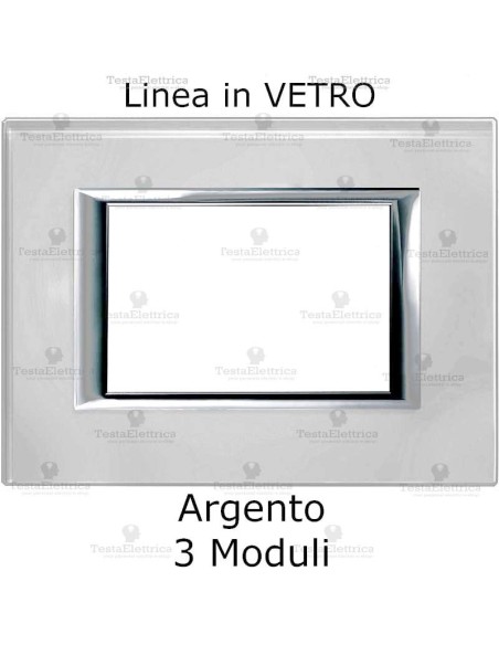 placchetta elettrica compatibili bticino living in vetro colore argento