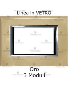 placchetta quadra compatibili living in vetro colore oro