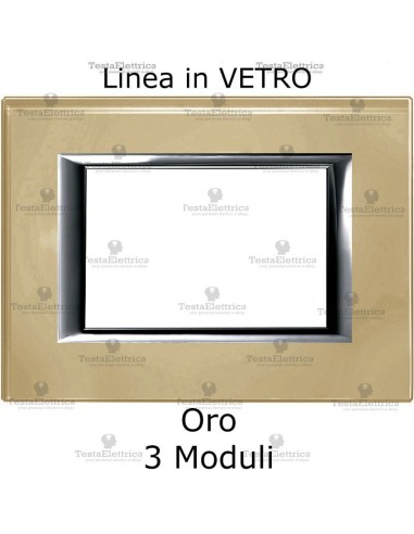 placchetta quadra compatibili living in vetro colore oro