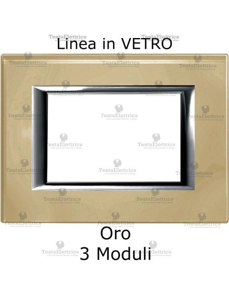 placchetta quadra compatibili living in vetro colore oro