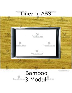  placca bamboo  compatibile bticino con cornicetta cromata