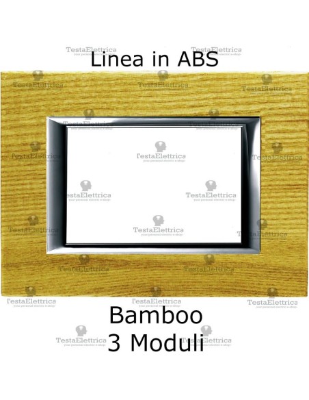 placca bamboo  compatibile bticino con cornicetta cromata