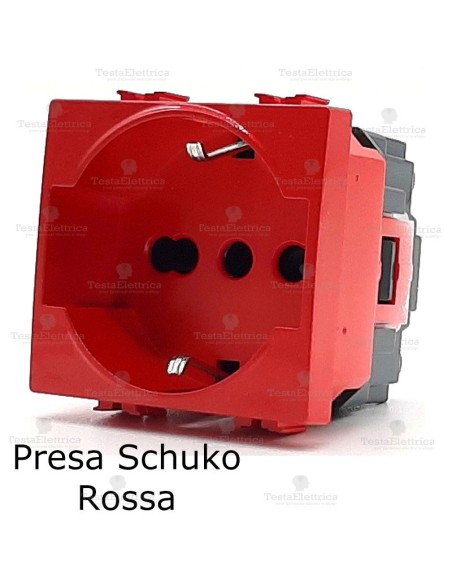 Presa schuko rossa compatibile con serie Bticino Living