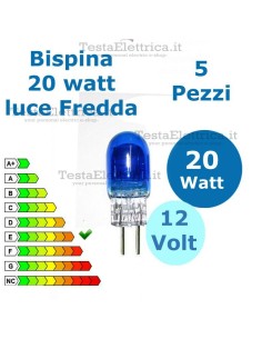 Lampadina alogena Bispina 20W 12V G4 Luce Bianca (5 Pz.)