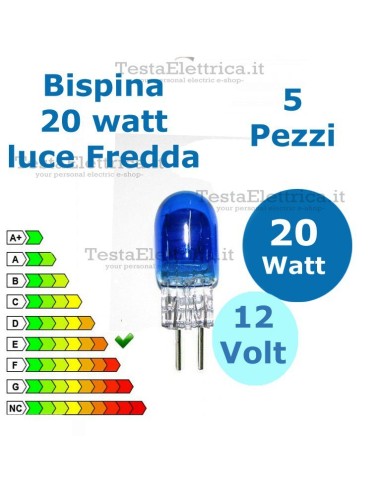 Lampadina alogena Bispina 20W 12V G4 Luce Bianca (5 Pz.)