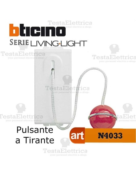 bticino Living N4033 - Pulsante a tirante bianco