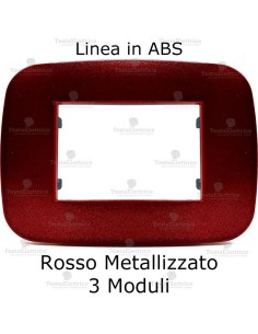 Placca rosso metallizzato 3,4 e 7 moduli in ABS compatibile con serie Bticino LivingLight
