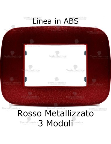 Placca rosso metallizzato 3,4 e 7 moduli in ABS compatibile con serie Bticino LivingLight