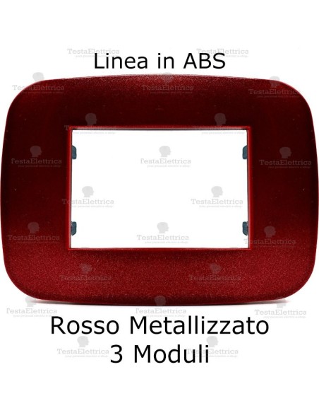 Placca rosso metallizzato 3,4 e 7 moduli in ABS compatibile con serie Bticino LivingLight