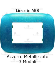 Placca Azzurro Metallizzato  3,4 e 7 moduli in ABS compatibile con serie Bticino LivingLight